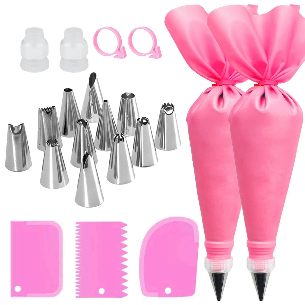Reusable Piping Bag and Nozzle Set