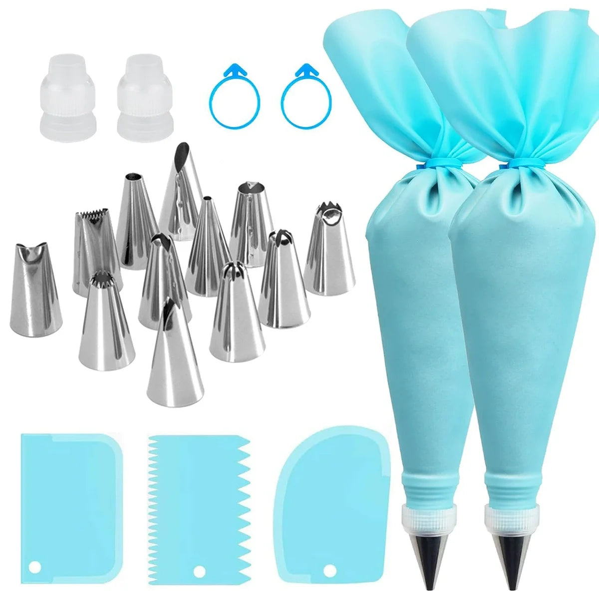 Reusable Piping Bag and Nozzle Set