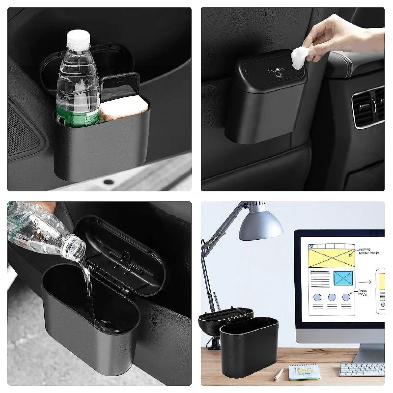 Mini 3Pcs Car Trash Can With Lid Contains