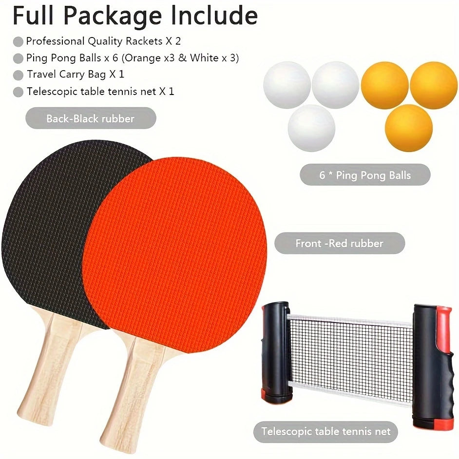 Portable Table Tennis Set with Retractable Net
