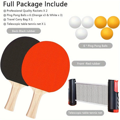 Portable Table Tennis Set with Retractable Net