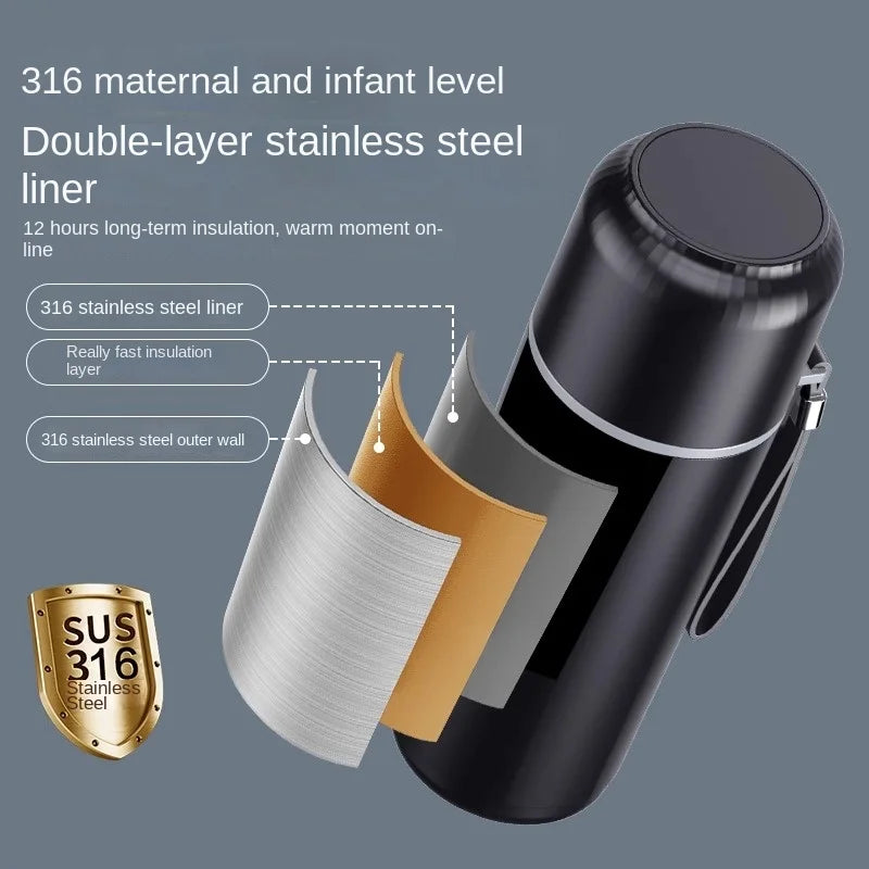 Portable Car Heating Digital Display Bottle Thermos Cup