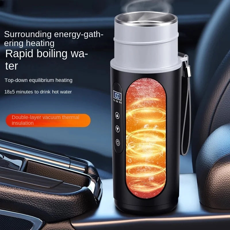 Portable Car Heating Digital Display Bottle Thermos Cup