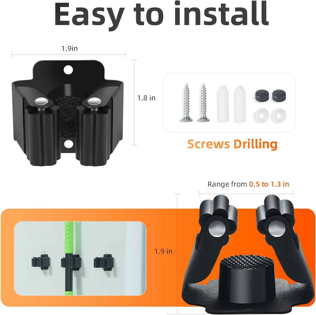 Wall-Mounted Broom and Mop Holders