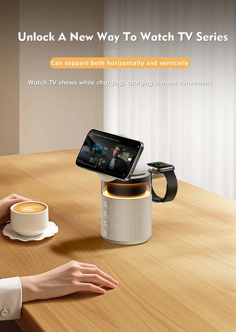 5-in-1 Magnetic Wireless Charging Station with Wireless Speaker