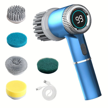 Electric Spin Scrubber With 5 Replaceable Brush Head,