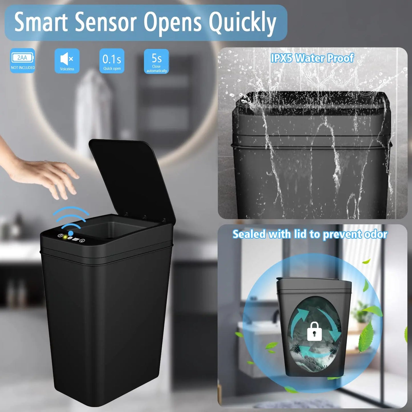 Touchless Automatic Trash Can with Lid