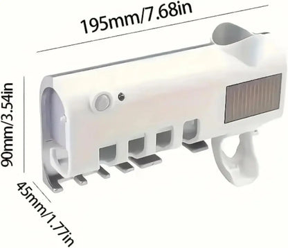 Wall Mounted Toothpaste Dispenser with 4 Toothbrush Slots