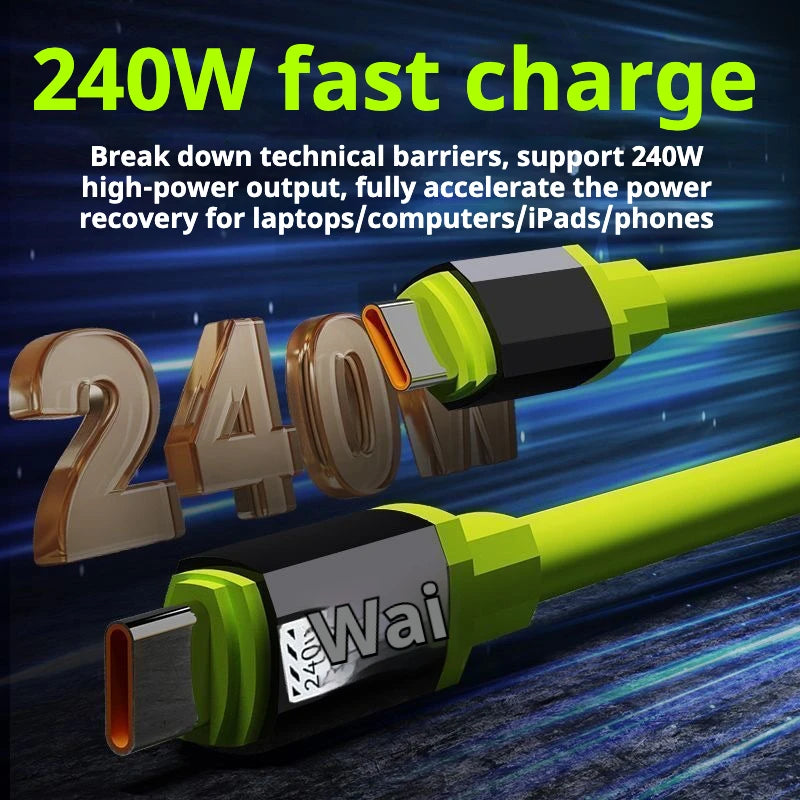 240W Fast Charging USB to Type-C, Type-C to Type-C Data Cable