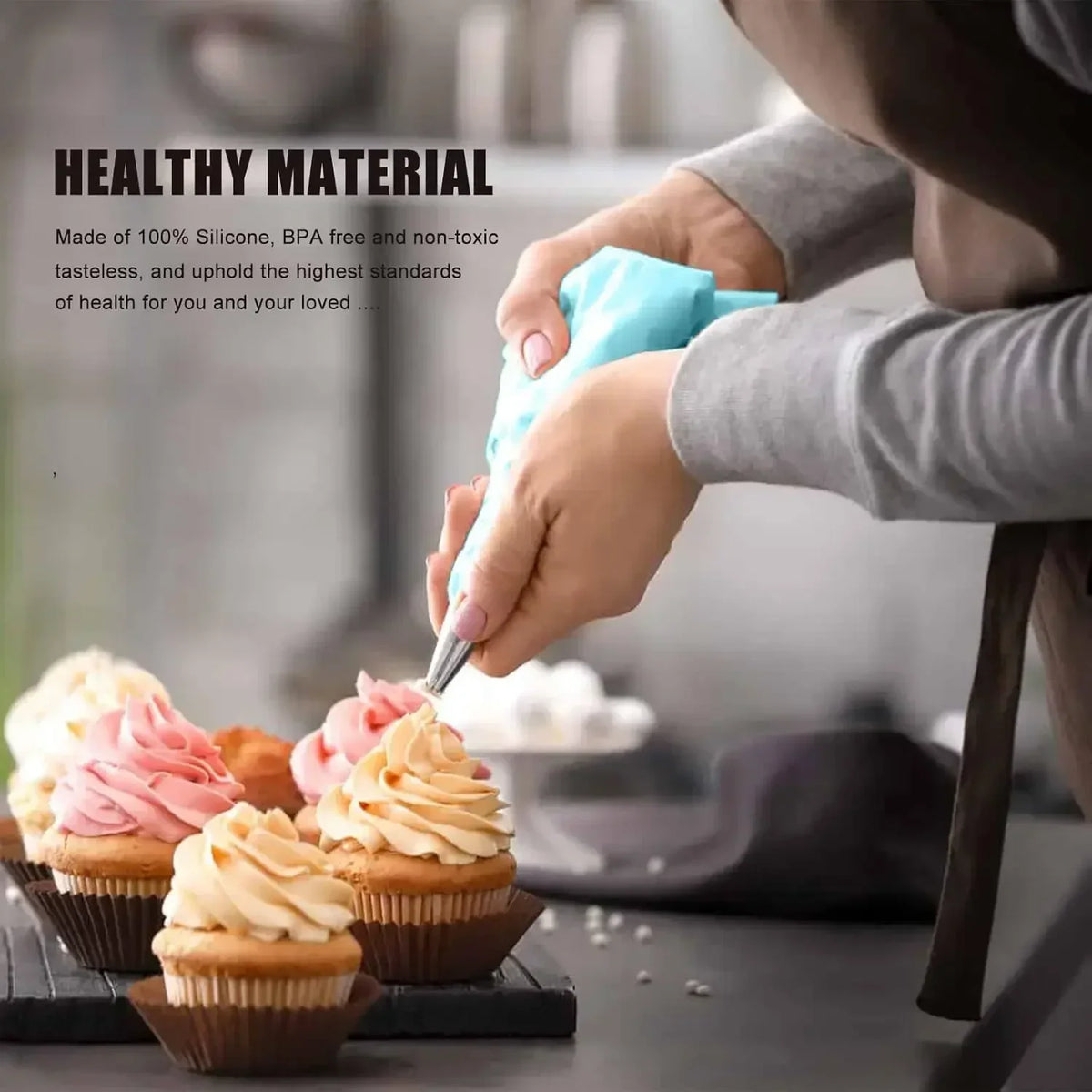 Reusable Piping Bag and Nozzle Set