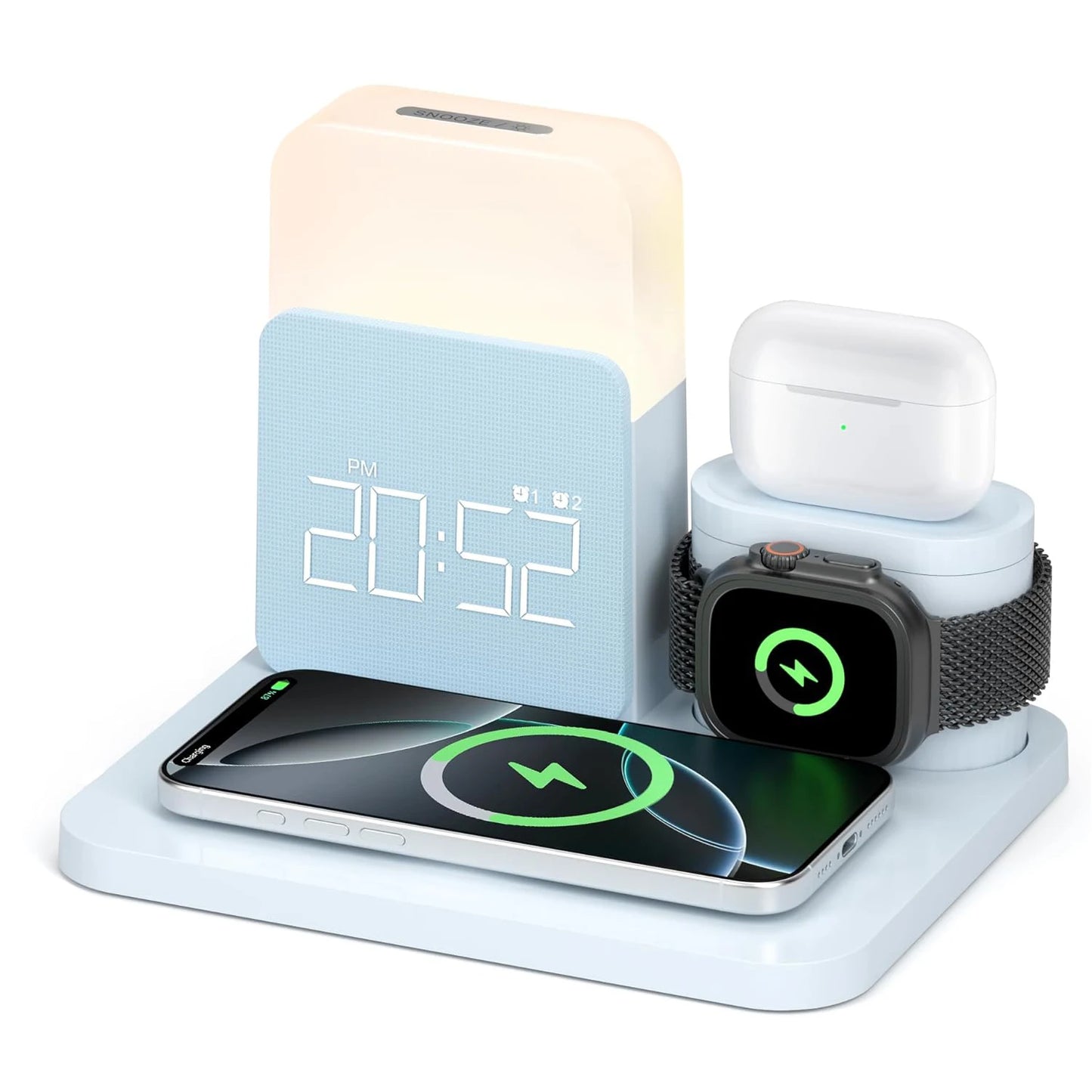 7-in-1 MagSafe Alarm Clock Charger-Wireless Station