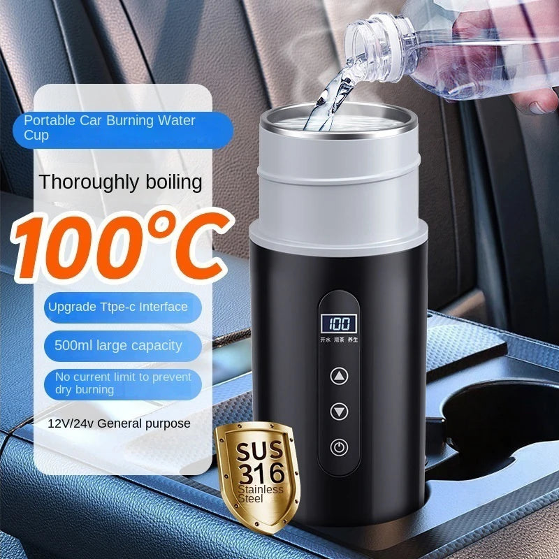 Portable Car Heating Digital Display Bottle Thermos Cup