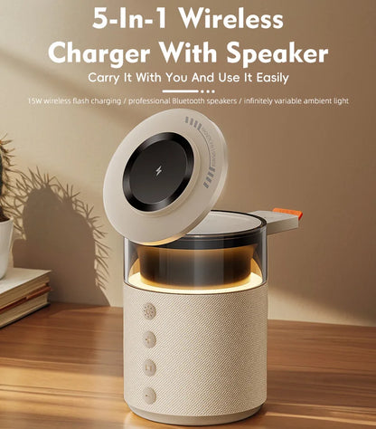 5-in-1 Magnetic Wireless Charging Station with Wireless Speaker