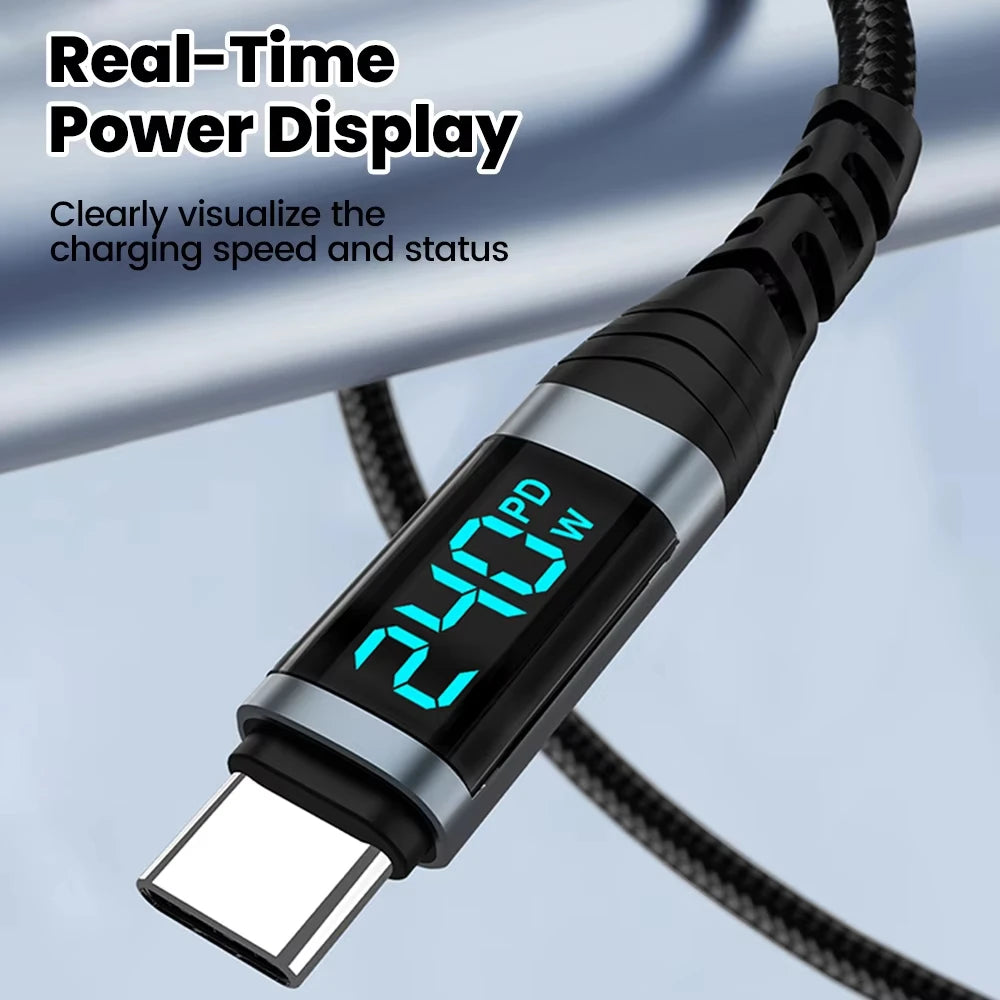 Digital Display 5A Fast Charging Charger USB-C Suitable Cable