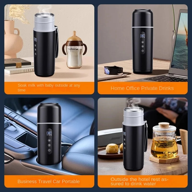 Portable Car Heating Digital Display Bottle Thermos Cup