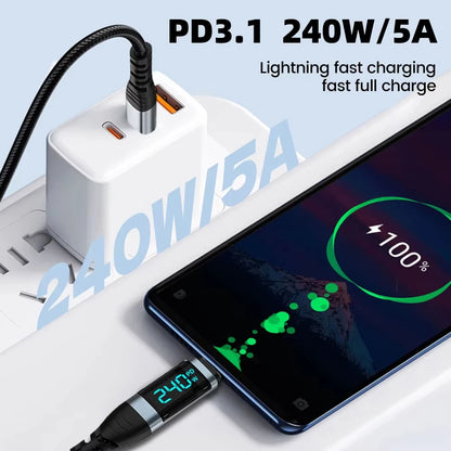 Digital Display 5A Fast Charging Charger USB-C Suitable Cable