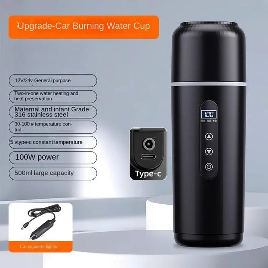 Portable Car Heating Digital Display Bottle Thermos Cup