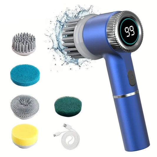 Electric Spin Scrubber With 5 Replaceable Brush Head,