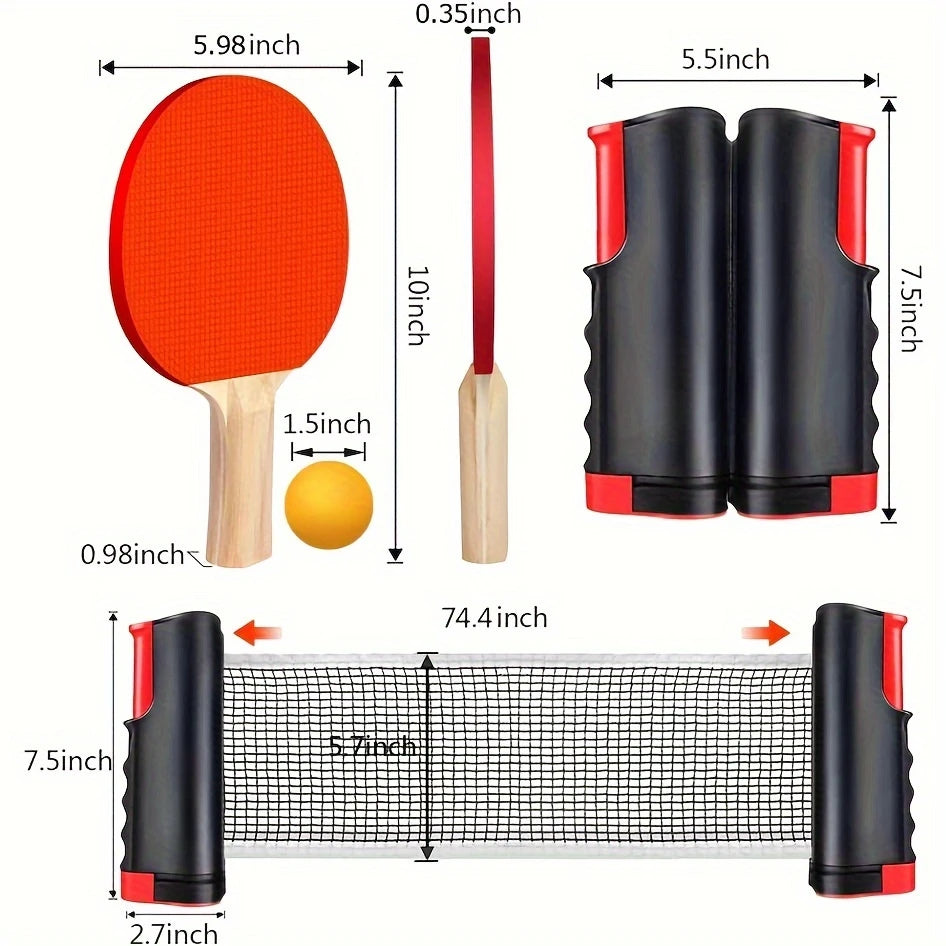 Portable Table Tennis Set with Retractable Net