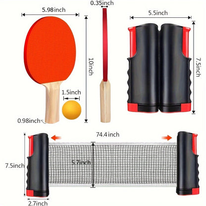 Portable Table Tennis Set with Retractable Net