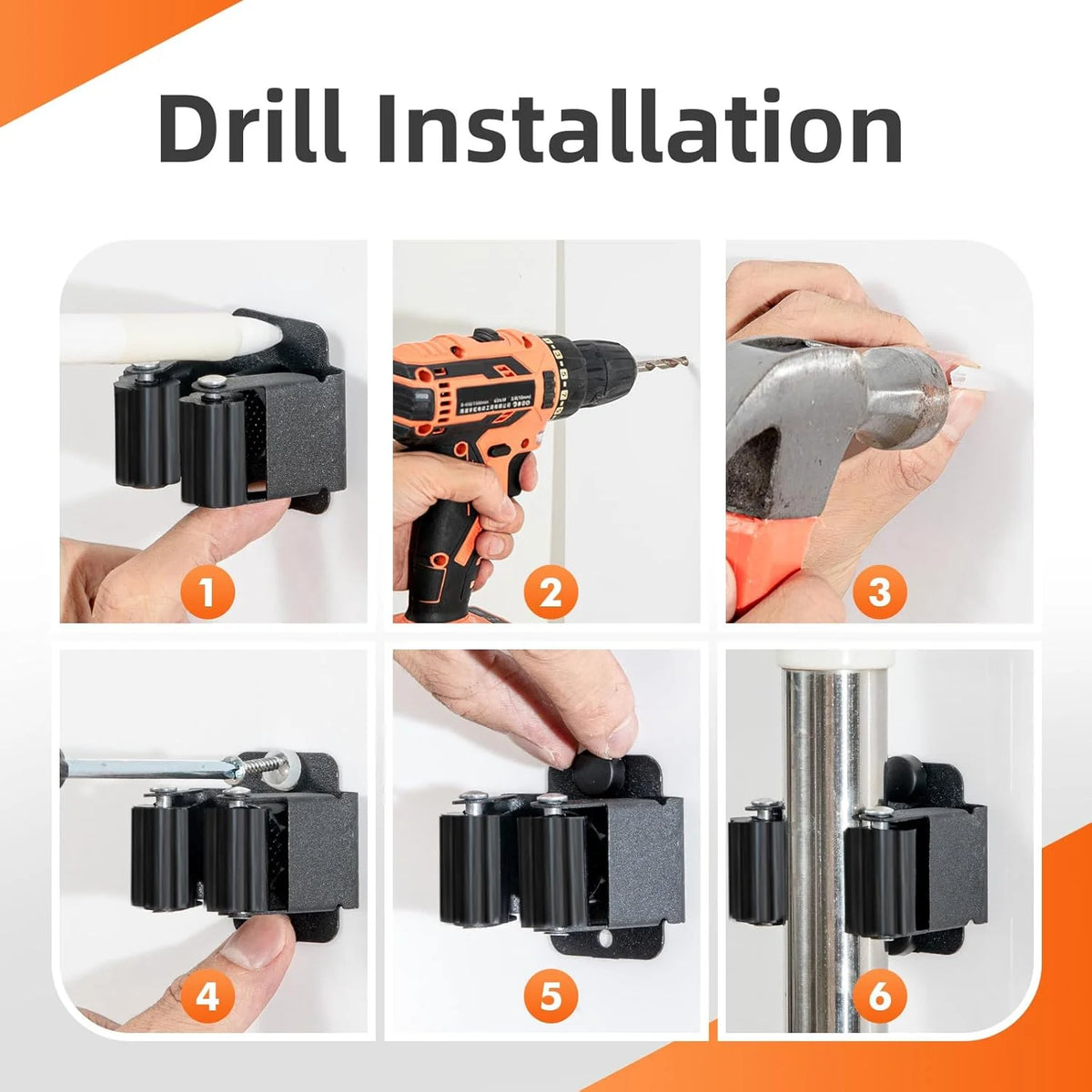 Wall-Mounted Broom and Mop Holders
