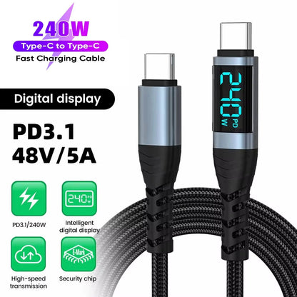 Digital Display 5A Fast Charging Charger USB-C Suitable Cable