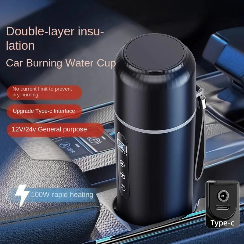 Portable Car Heating Digital Display Bottle Thermos Cup
