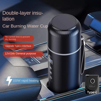 Portable Car Heating Digital Display Bottle Thermos Cup