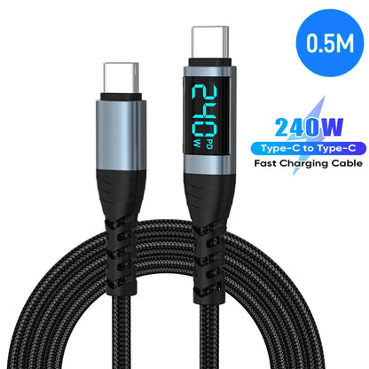 Digital Display 5A Fast Charging Charger USB-C Suitable Cable