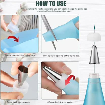 Reusable Piping Bag and Nozzle Set