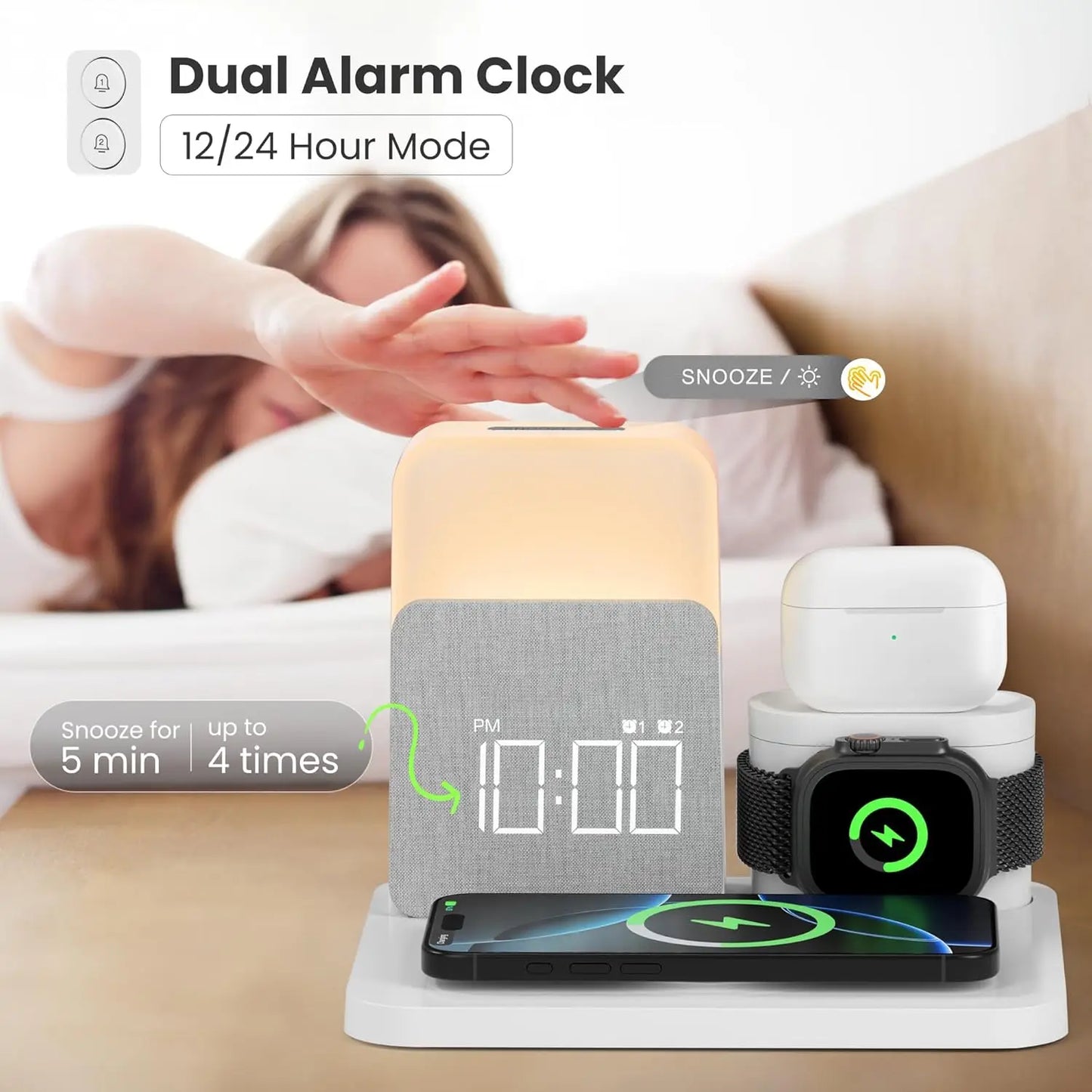 7-in-1 MagSafe Alarm Clock Charger-Wireless Station
