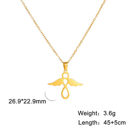 Gold-tone open-outline angel pendant necklace